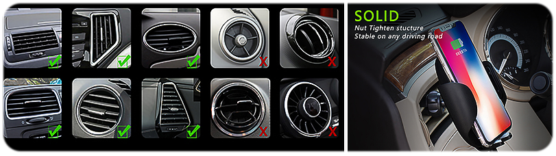 Charger fits on air vents